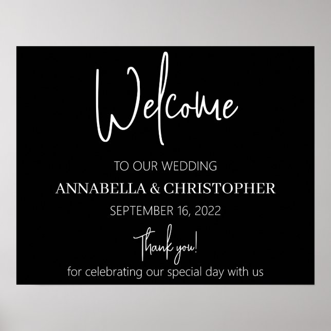 Affiche Black and White Welcome élégant minimaliste simple (Devant)