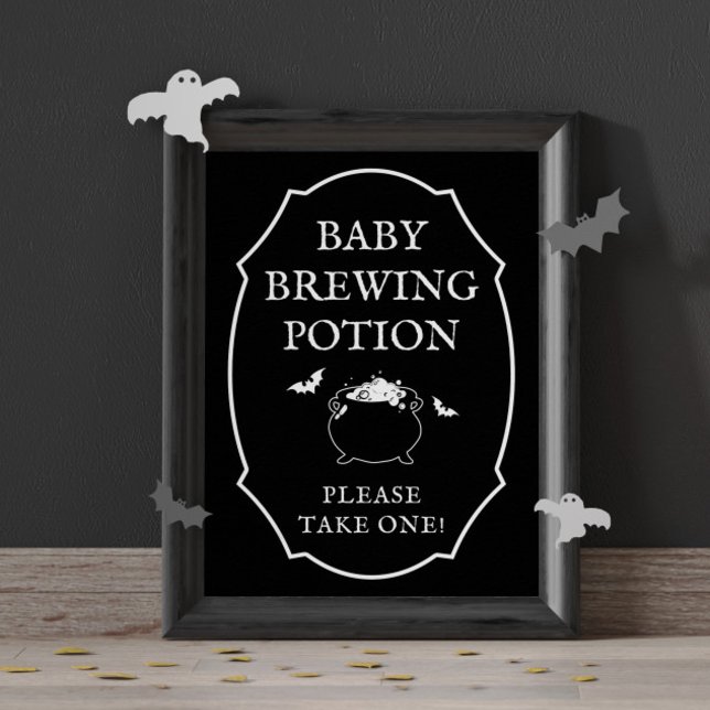 Affiche Black  Baby Brewing Potion Halloween Baby Shower (Créateur téléchargé)