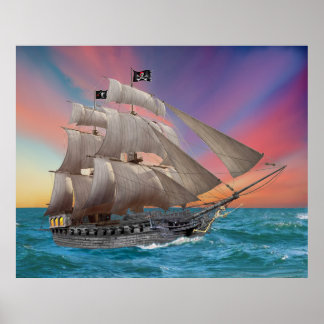 AFFICHE BLACK-BEARD’S PIRATE SHIP