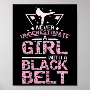 Affiche Black Belt Karate Taekwondo Girl