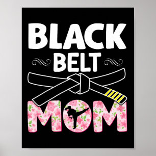 Affiche Black Belt Mom Floral Tkd Taekwondo Karate Martial