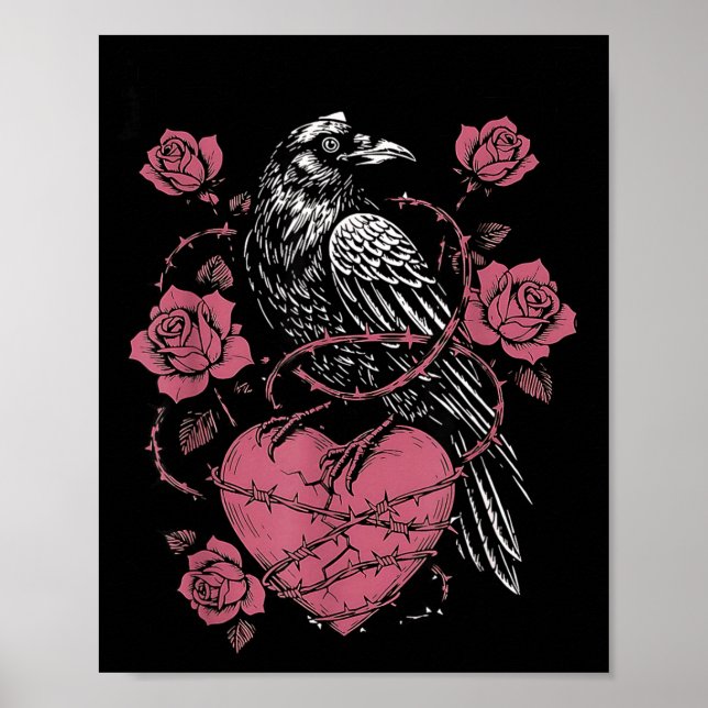 Affiche Black Bird F-caw-f Funny Valentines Day  (Devant)