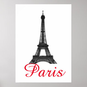 Affiche Black Blanc Tour Eiffel Paris Love City Travel