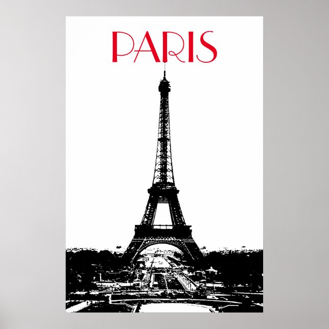 Affiche Black Blanc Vintage Tour Eiffel Paris Voyage (Devant)