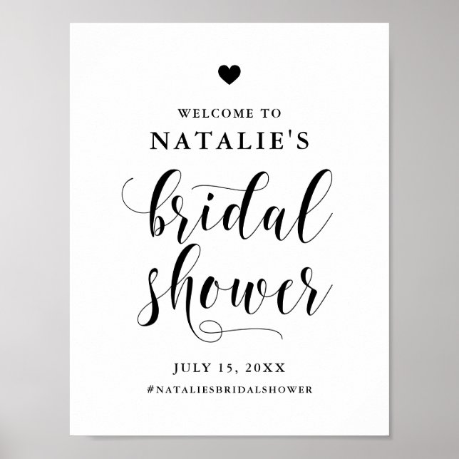Affiche Black Bold Script Bridal Shower Welcome  (Devant)