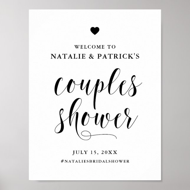 Affiche Black Bold Script Couples Shower Welcome Sign (Devant)