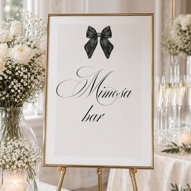 Affiche Black Bow Elle Noue le Nœud Réception de Mariage  (Créateur téléchargé)