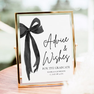 Affiche Black Bow Grad Party Graduation Conseils et souhai