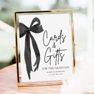 Affiche Black Bow Graduate Party Cartes et cadeaux