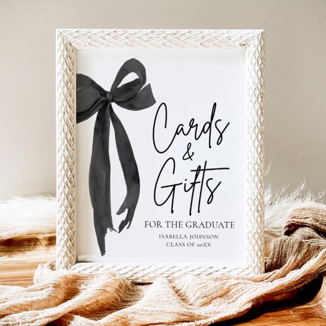 Affiche Black Bow Graduate Party Cartes et cadeaux (Créateur téléchargé)