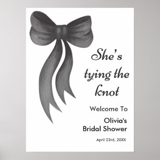 Affiche Black Bow She's Tying the Knot Bridal Shower