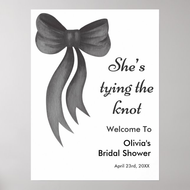 Affiche Black Bow She's Tying the Knot Bridal Shower  (Devant)