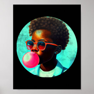 Affiche Black Boy Joy Bubble Gum Fun African Melanin Princ