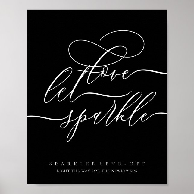 Affiche Black Calligraphy Love let Sparkle (Devant)