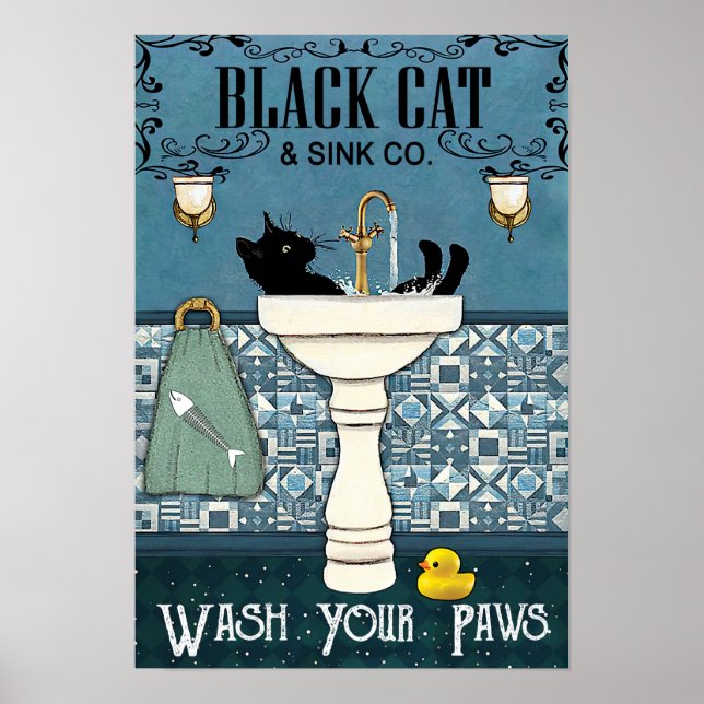 Affiche Black Cat and Sink Co - Home Decor Wall Art (Devant)