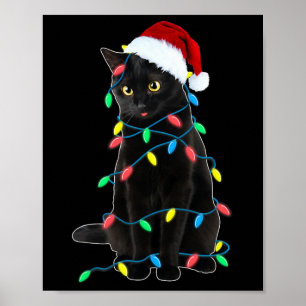 Affiche Black Cat Christmas Tree Luminations Amusants Père