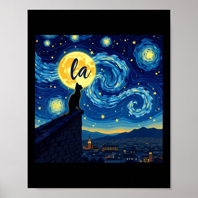 Affiche Black Cat Comma La Kamala Harris Halloween Starry (Devant)