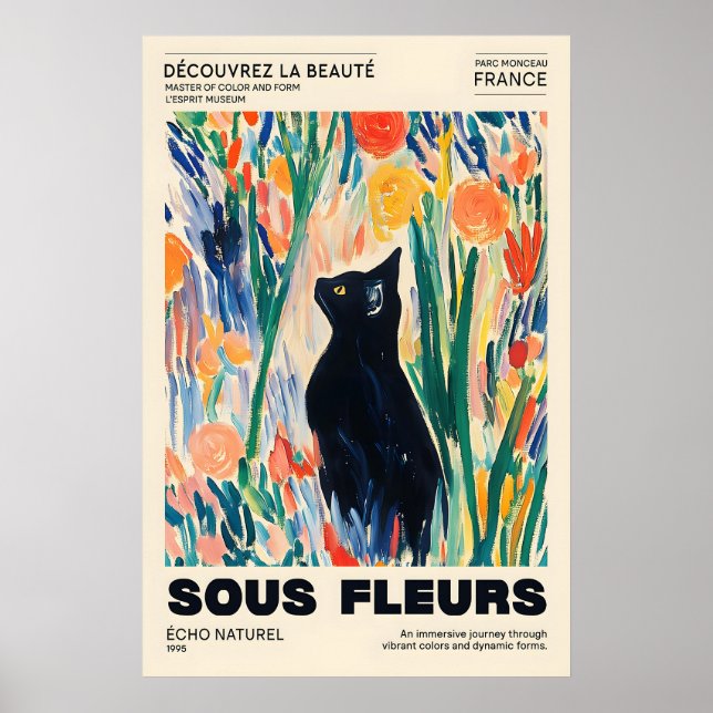 Affiche Black Cat Floral Art Print French Expressionism (Devant)