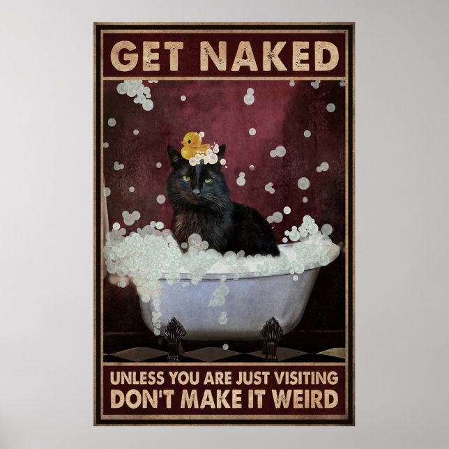 Affiche Black Cat Funny Salle de bain (Devant)