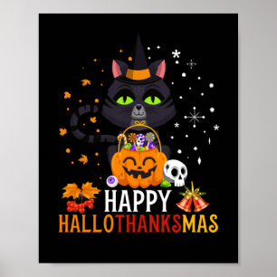 Affiche Black Cat Halloween And Merry Christmas