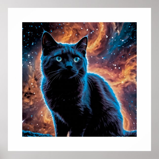 Affiche Black cat in space (Devant)