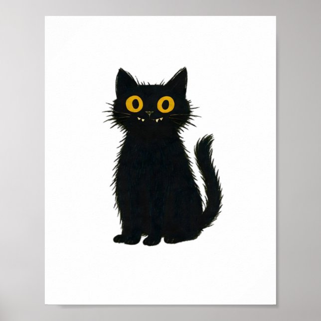 Affiche Black Cat Magic - Jolie Halloween & Mystic Cat Art (Devant)