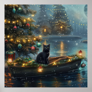 Affiche Black Cat Noël Festive Voyage