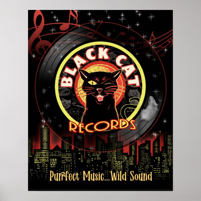 Affiche Black Cat Records – Vinyle de club de jazz (Devant)