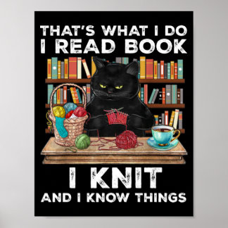Affiche Black Cat Red Book Knit Writer Reader Bookaholic