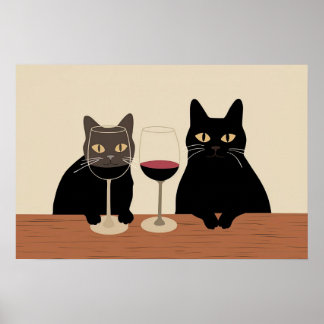 Affiche Black Cat Wine Lover 