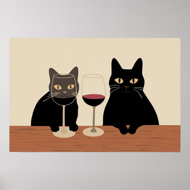 Affiche Black Cat Wine Lover  (Devant)