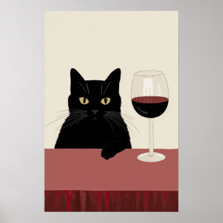 Affiche Black Cat Wine Lover Funny