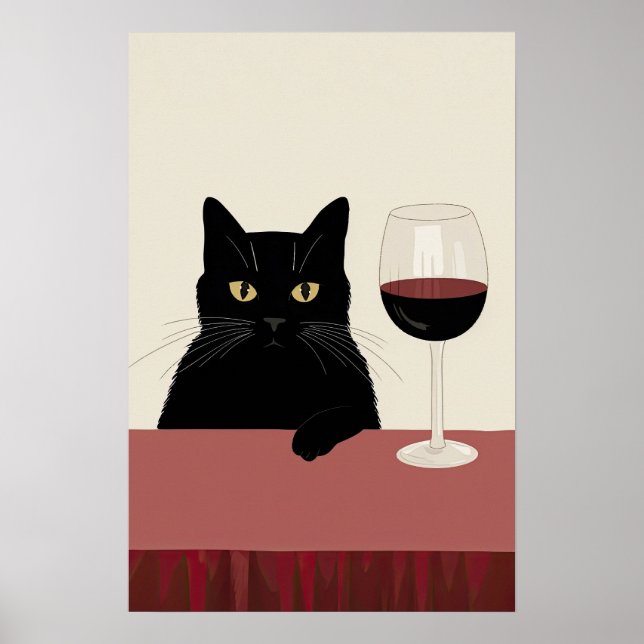 Affiche Black Cat Wine Lover Funny (Devant)