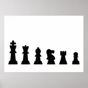 Affiche Black chess pieces on white