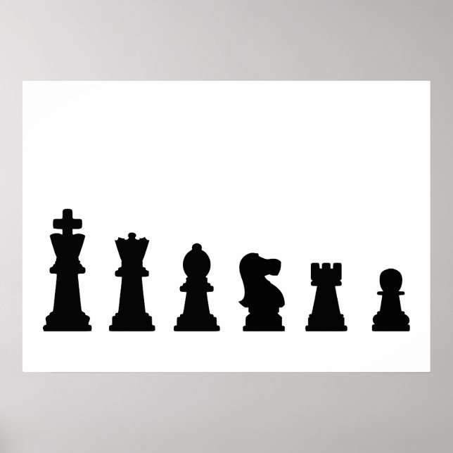 Affiche Black chess pieces on white (Devant)