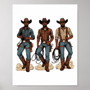 Affiche Black Cowboy Western Rodeo Melanin Black History T