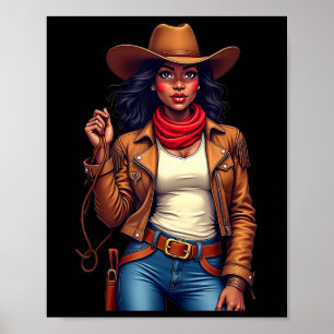 Affiche Black Cowgirl Texas Western Rodeo Melanin Black Hi