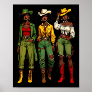 Affiche Black Cowgirl Western Rodeo Melanin JunetDix Bla