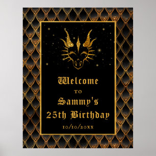 Affiche Black Dragon Scales Gold Anniversaire Bienvenue