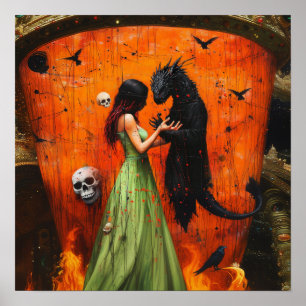 Affiche Black Dragon Shadow Work Witchy AI Art Matte Value