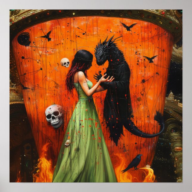 Affiche Black Dragon Shadow Work Witchy AI Art Matte Value (Devant)