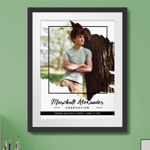 Affiche Black Edgy Abstrait Torn Photo Graduation