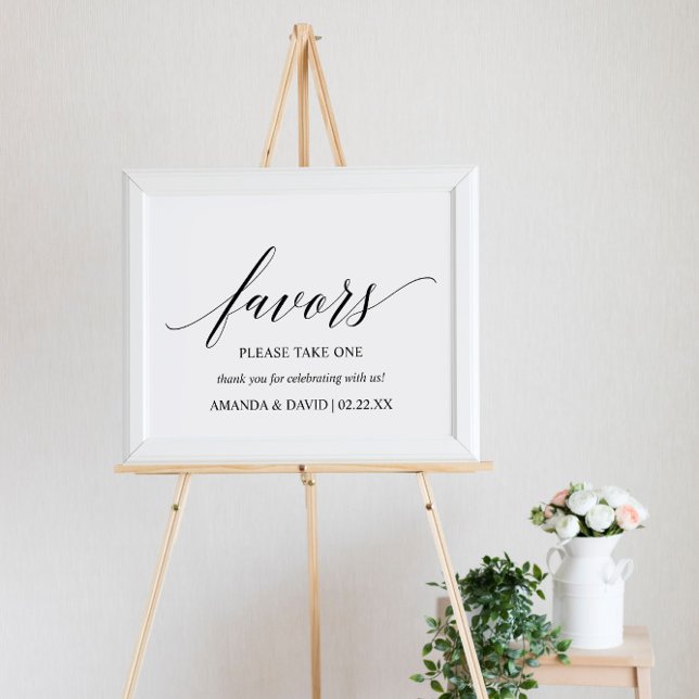 Affiche Black Elegant Typography Wedding Favors Sign (Créateur téléchargé)