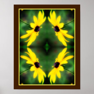 Affiche Black Eyed Susan Daisy Flower Miroir Abstrait