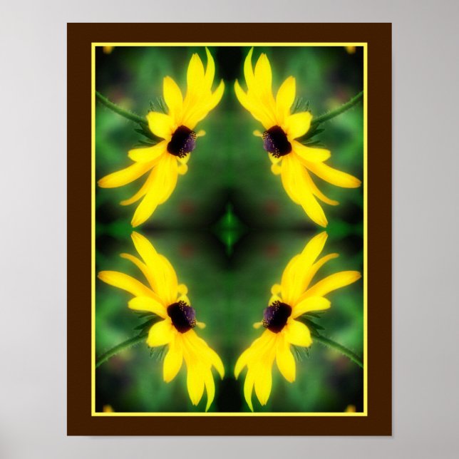 Affiche Black Eyed Susan Daisy Flower Miroir Abstrait (Devant)