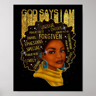 Affiche Black Girl God Dit Que Je Suis Noir Melanin Histoi
