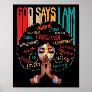 Affiche Black Girl God Dit Que Je Suis Noir Melanin Histoi