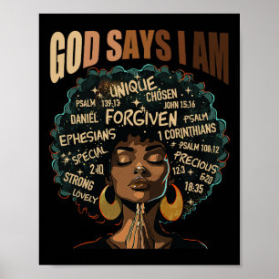 Affiche Black Girl God Dit Que Je Suis Noir Melanin Histoi