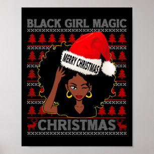 Affiche Black Girl Magic Joyeux Noël Africain Américain