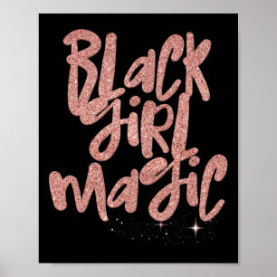 Affiche Black Girl Magic rose étoiles Afro Black Queen Mel